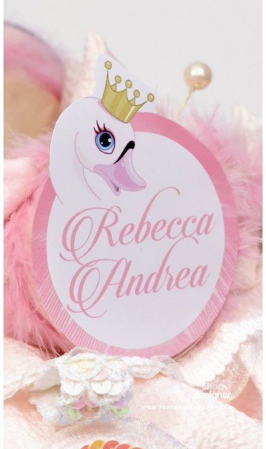 Lumanare de botez pentru fetite cu lebeda fermecata, Lebada Roz Pink Swan 6